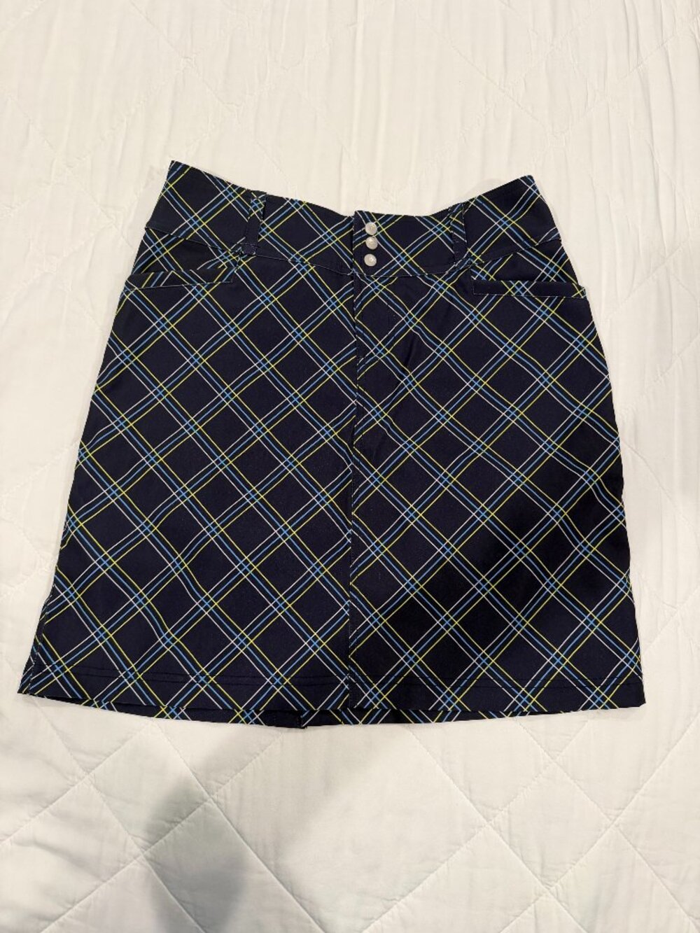 Jofit Womens Size 00 Golf Skort Navy Blue Geometric Pattern Stretch Lightweight